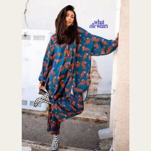 Dressed In Lala: Teal Tiger Satin Playsuit